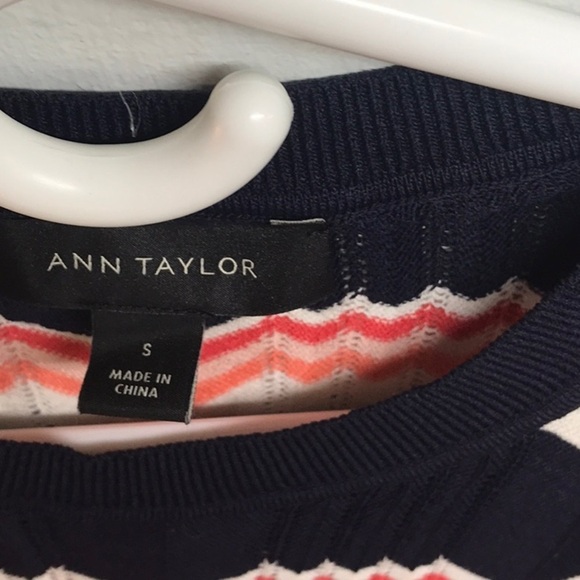 Ann Taylor Navy and Pink Chevron Sweater - Picture 2 of 4